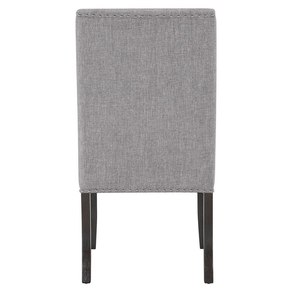 Amber 27 Inch Dining Side Chair Set of 2, Cushioned Gray Fabric Upholstery By Casagear Home