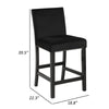 Jordan 24 Inch Counter Side Chair Set of 2, Velvet Upholstery, Wood, Black By Casagear Home