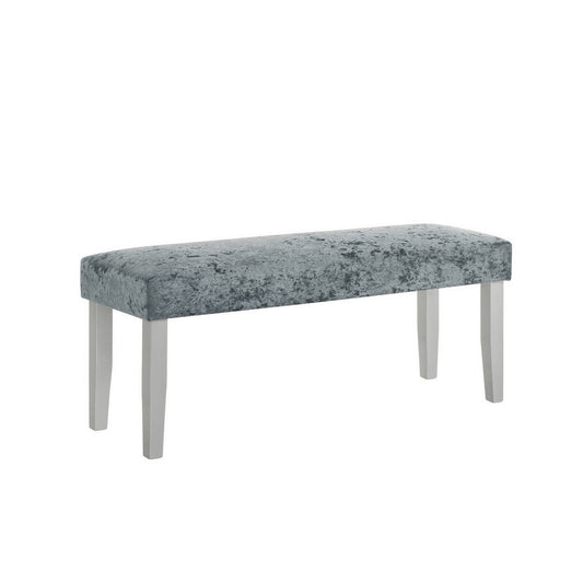 Liam 48 Inch Dining Bench, Wood, Cushioned Gray Fabric Upholstered Seat By Casagear Home