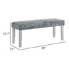 Liam 48 Inch Dining Bench, Wood, Cushioned Gray Fabric Upholstered Seat By Casagear Home