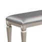 Scott 60 Inch Dining Bench, Sparkling Silver Gray Faux Leather, Wood Frame By Casagear Home
