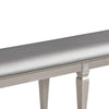 Scott 60 Inch Dining Bench, Sparkling Silver Gray Faux Leather, Wood Frame By Casagear Home