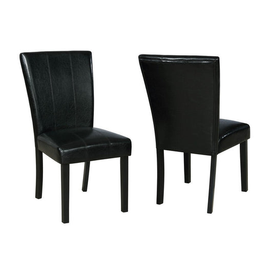 Tristan 38 Inch Side Chair Set of 2, Faux Leather, Wood Frame, Black By Casagear Home