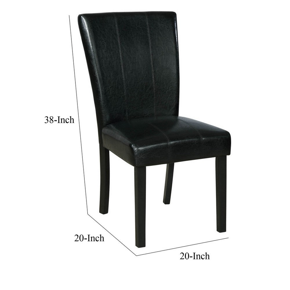 Tristan 38 Inch Side Chair Set of 2, Faux Leather, Wood Frame, Black By Casagear Home