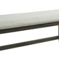 Cameron 50 Inch Bench, Brown Wood Frame, Gray Poly Linen Upholstery By Casagear Home