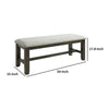 Cameron 50 Inch Bench, Brown Wood Frame, Gray Poly Linen Upholstery By Casagear Home