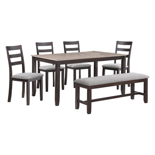 Cameron 5 Piece Dining Table and Chairs Set, Transitional Brown Wood By Casagear Home