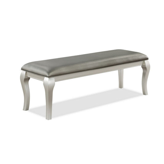 Harrison 52 Inch Bench, Wood Frame, Faux Leather, Cabriole Legs, Gray By Casagear Home