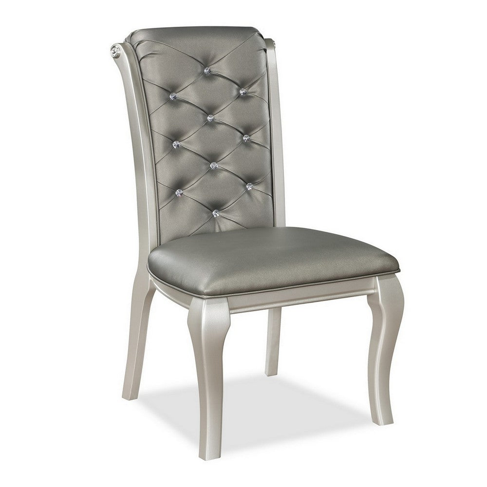Harrison 20 Inch Side Chair Set of 2, Classic Tufted Faux Leather, Gray By Casagear Home