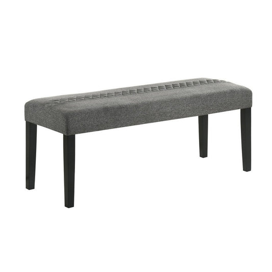 Nicole 46 Inch Dining Bench, Wood Frame, Tufted Fabric Upholstery, Gray By Casagear Home