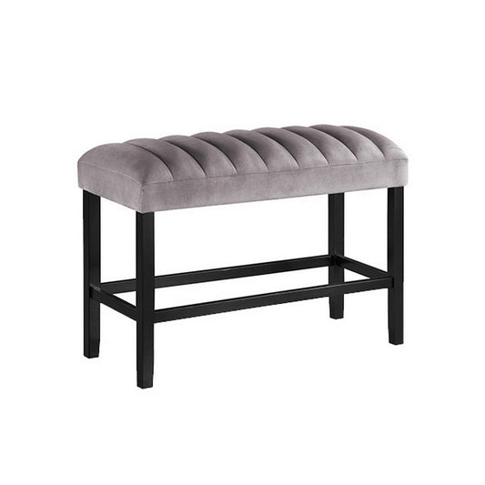 Marcus 38 Inch Counter Height Bench, Wood Frame, Fabric Upholstery, Gray By Casagear Home
