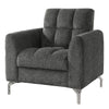 Lupe 35 Inch Chair Biscuit Tufted Chrome Legs Gray Chenille Upholstery By Casagear Home BM310892