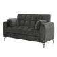 Lupe 56 Inch Loveseat, Biscuit Tufted, Chrome Legs, Chenille, Dark Gray By Casagear Home