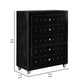 Zoha 49 Inch Tall Dresser Chest, 5 Drawer, Cabriole Legs, Black Fabric By Casagear Home