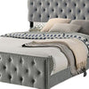 Agapi California King Bed, Button Tufted, Nailhead Trim, Gray Upholstery By Casagear Home