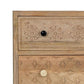 Blan 43 Inch Tall Dresser Chest, 4 Drawer, Hand Carved, Brown Mango Wood By Casagear Home