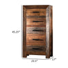 Agon 45 Tall Dresser Chest, 5 Drawers, Mango Wood, Natural Brown Finish By Casagear Home