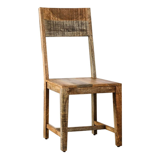 Agon 39 Inch Dining Chair Set of 2, Rough Sawn, Mango Wood, Natural Brown By Casagear Home