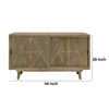 Zaha 44 Inch Sideboard Server Console, 2 Doors, Mango Wood, Natural Brown By Casagear Home