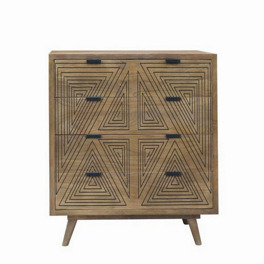 Zaha 36 Inch Dresser Chest, 8 Drawers, Angled Leg, Mango Wood, Natural By Casagear Home