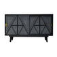Zaha 44 Inch Sideboard Server Console with 2 Doors, Black Mango Wood By Casagear Home