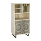 Olan 50 Inch Wine Cabinet, 2 Door, 4 Shelf, Screen Print, Wood, Natural By Casagear Home