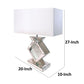 27 Inch Table Lamp, Acrylic Crystals, Diamond Base, Champagne Silver Metal By Casagear Home