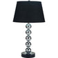 16 Inch Table Lamp Set of 2, 5 Ball Stem, Round Base, Chrome Metal, Black By Casagear Home