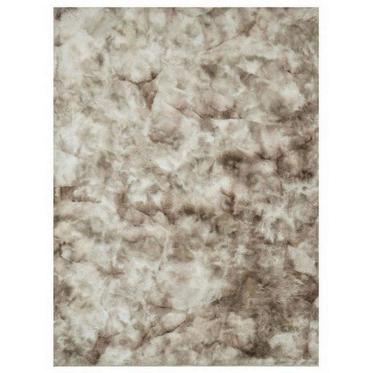 Ica 5 x 7 Area Rug, Non Slip Canvas Backing, Tie Dye Polyester, Beige By Casagear Home