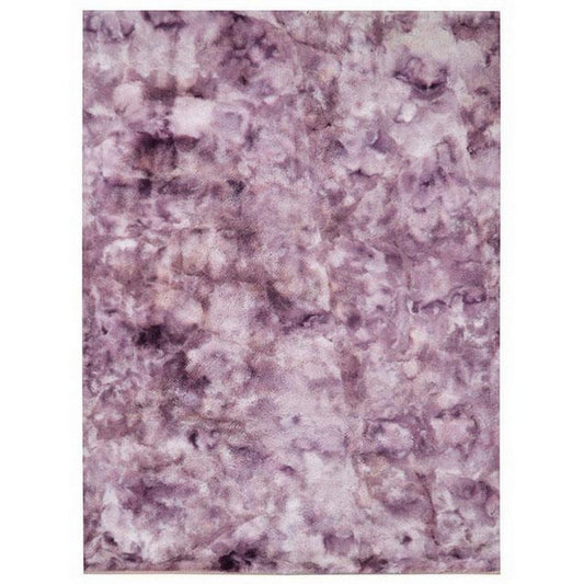 Ica 5 x 7 Area Rug, Non Slip Canvas Backing, Tie Dye Polyester, Purple By Casagear Home