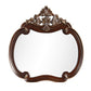 Mike 48 x 49 Buffet Mirror, Round Wood Frame Carved Crown Top, Cherry Brown By Casagear Home