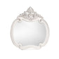 Hailey 48 x 49 Buffet Mirror, Round Wood Frame, Carved Crown Top, Mist Gray By Casagear Home