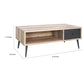 Carly 47 Inch Coffee Table, Tapered Legs, 1 Drawer, Light Brown and Gray By Casagear Home