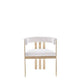 25 Inch Dining Chair, Contemporary Art Style, Sherpa Velvet, Beige, Gold By Casagear Home