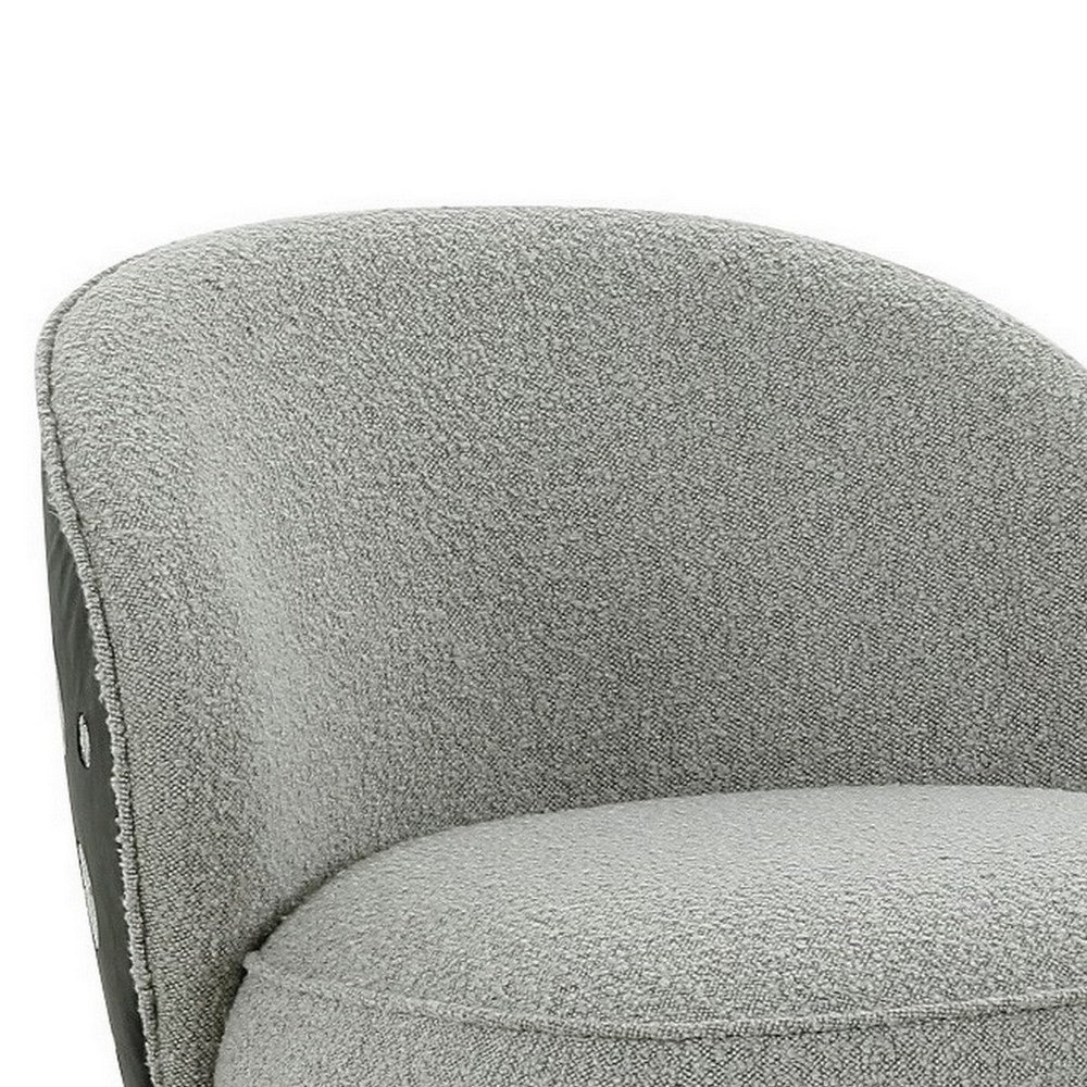 32 Inch Swivel Accent Chair, Smooth Curved Shape, Gray Fabric Upholstery By Casagear Home