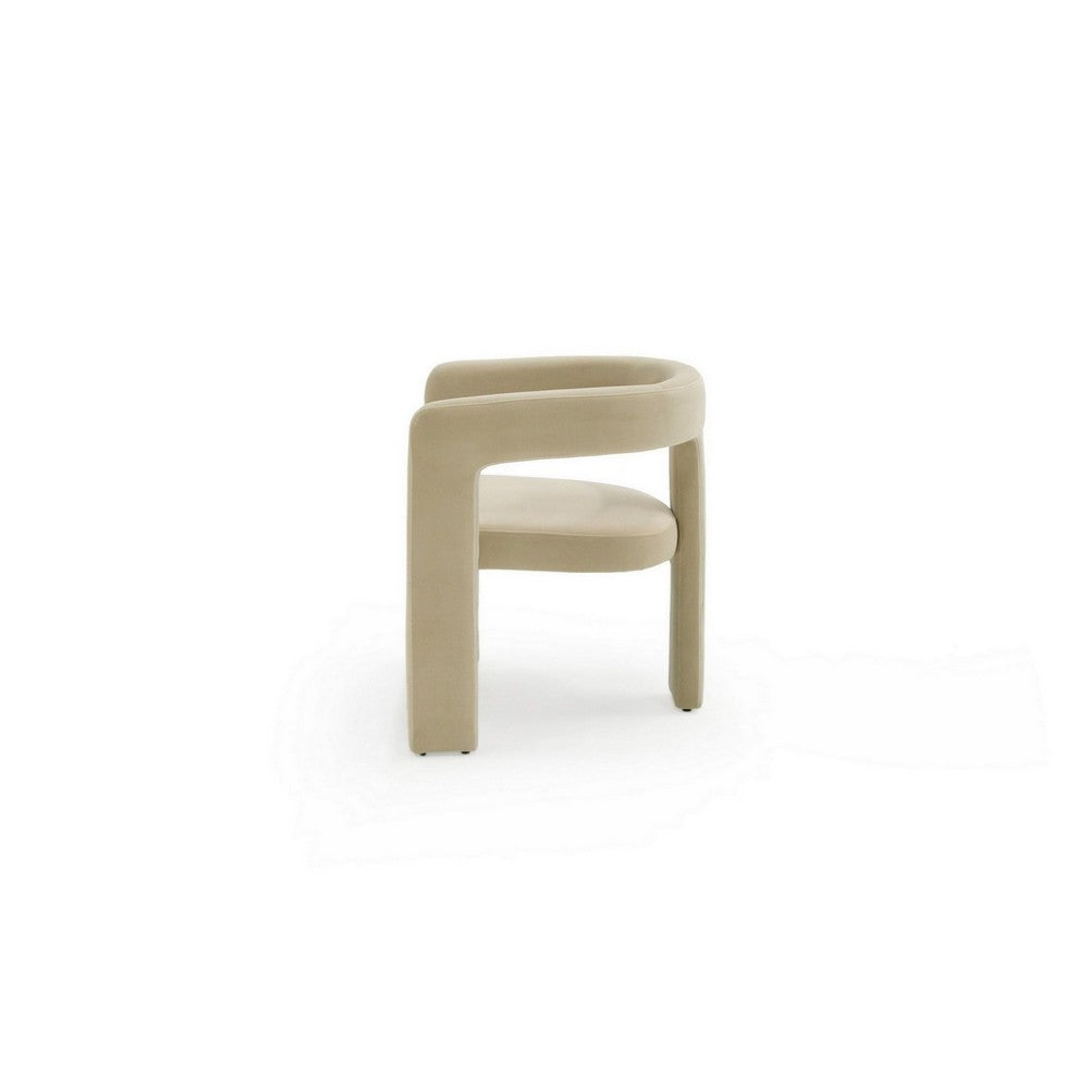 Lavi 26 Inch Dining Chair, Cushioned, Curved Open Back, Beige Upholstery By Casagear Home