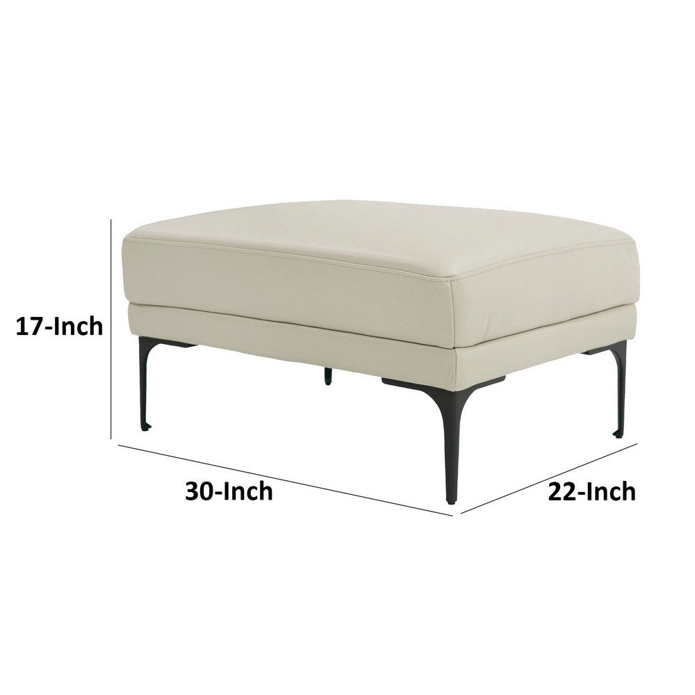 Salk 30 Inch Ottoman, Rectangular Cushioned Seat, Light Gray Upholstery By Casagear Home