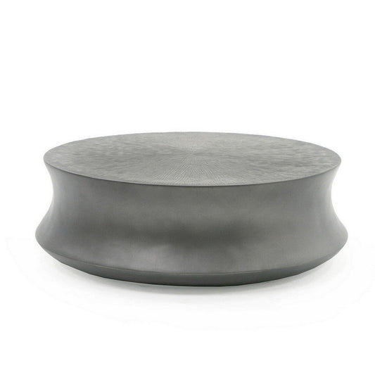 32 Inch Coffee Table, Round Fibreglass Accent Tabletop, Modern Gray Finish By Casagear Home
