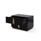 28 Inch Nightstand, Modern Vertical Gold Handles, 2 Drawers, Black Finish By Casagear Home