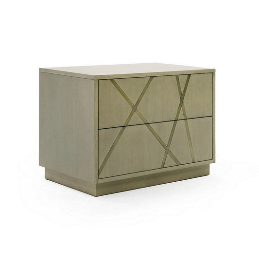 28 Inch Nightstand, Cross Sectioned Paint Art, Cubed Design, Bronze White By Casagear Home