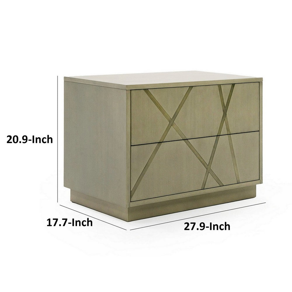 28 Inch Nightstand, Cross Sectioned Paint Art, Cubed Design, Bronze White By Casagear Home