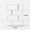 67 Inch Bookcase, Vertical Freestanding Divider, 4 Shelves, White, Gold By Casagear Home