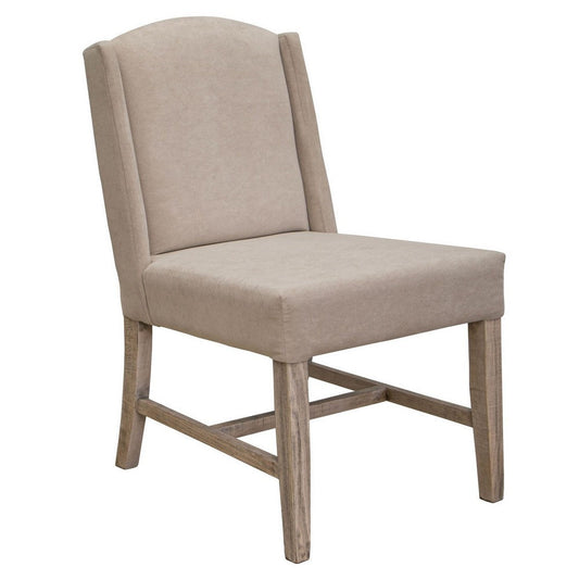 Rien 23 Inch Dining Chair Set of 2, Pine Wood, Fabric, Grain Details, Gray By Casagear Home