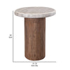 Kohl 26 Inch Side End Table, Brown Mango Wood, Drum Base, Cream Floated Top By Casagear Home