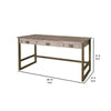 Kohl 60 Inch Desk, Brown Mango Wood, 3 Drawers, Antique Bronze Iron Base By Casagear Home