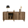 Texu 69 Inch Sideboard Console, Brown Blue Pine, 4 Doors, Pendant Handles By Casagear Home