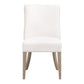 27 Inch Dining Chair Set of 2, Cushioned, Linen White, Brown Ash Wood By Casagear Home