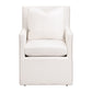 28 Inch Dining Armchair with Caster Wheels, 1 Pillow, Piped Details, White By Casagear Home