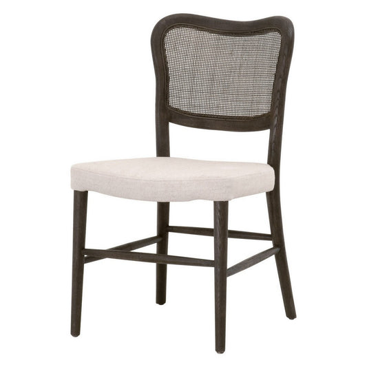 Aina 23 Inch Dining Chair Set of 2, Curved Cane Back, White, Oak Brown By Casagear Home