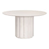 Nyl 21 Inch Coffee Table, Round Shape, Fluted Details, Plinth Base, White By Casagear Home